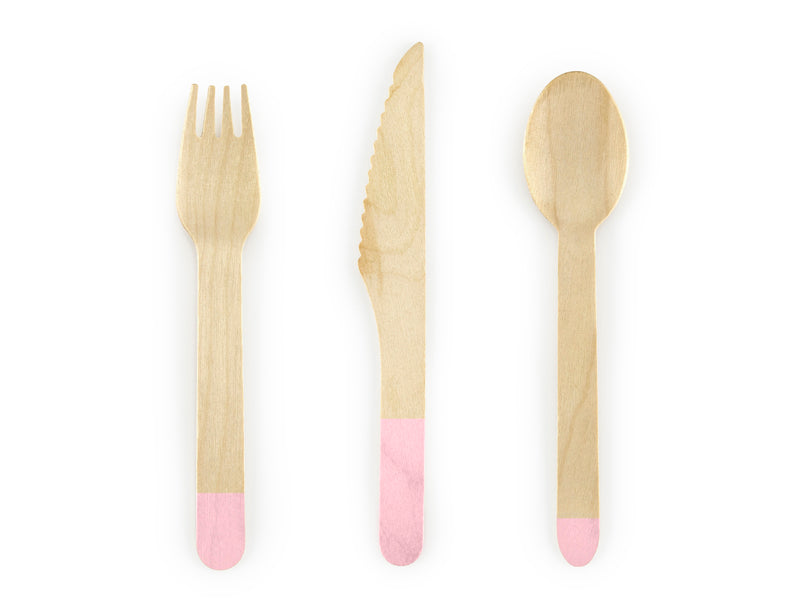 Light Pink Wooden Cutlery (18 Piece Set) - Ellie and Piper