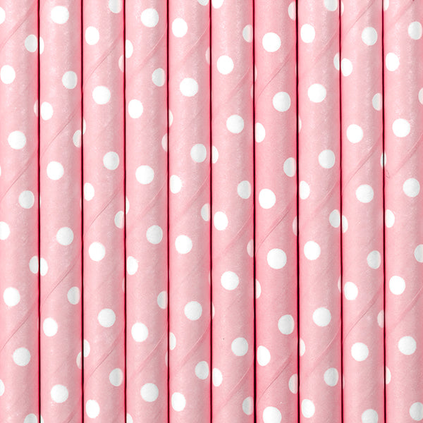 Light Pink Polka Dot Straws - Ellie and Piper