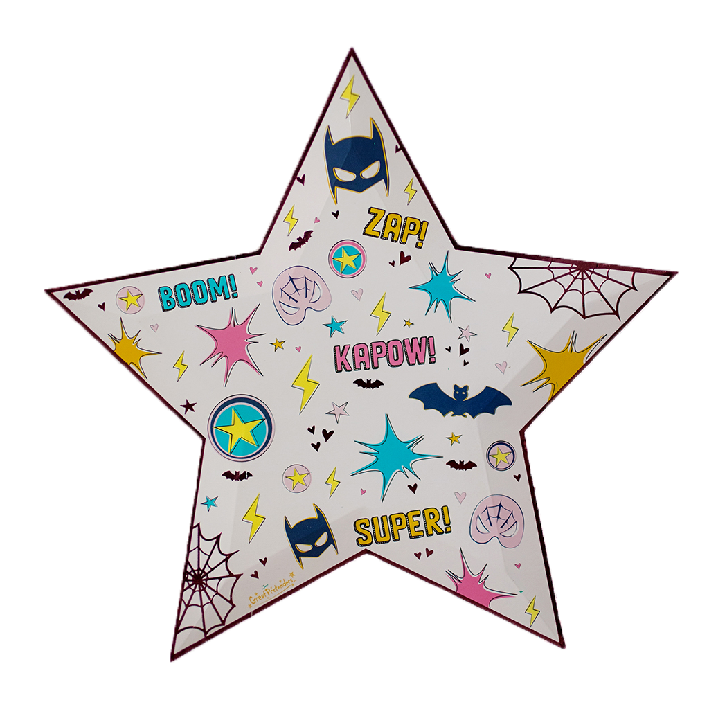 Superhero Star Paper Plates - Ellie and Piper