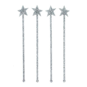 Silver Glitter Star Drink Stirrers - Ellie and Piper