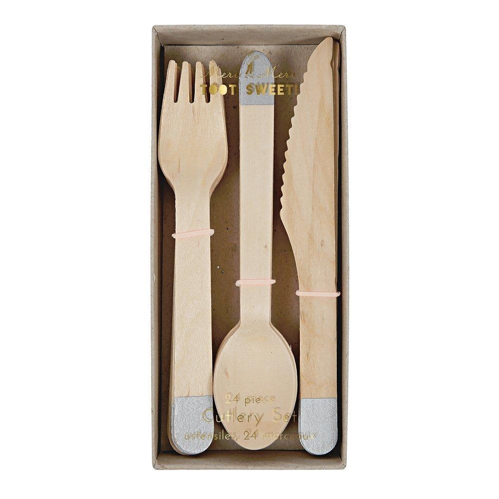 Silver Wooden Cutlery Set - Ellie and Piper