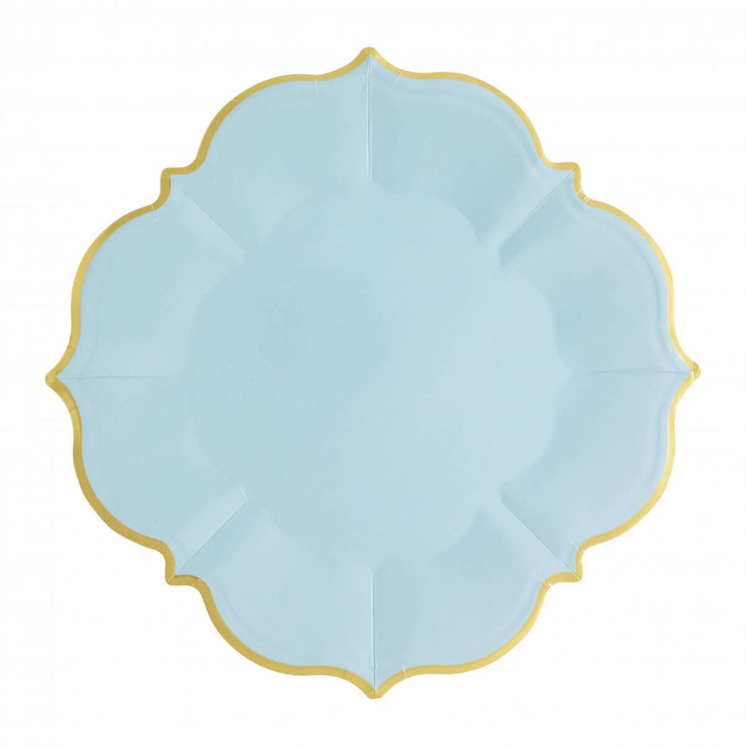 Ornate Sky Blue Lunch Paper Plates - Ellie and Piper