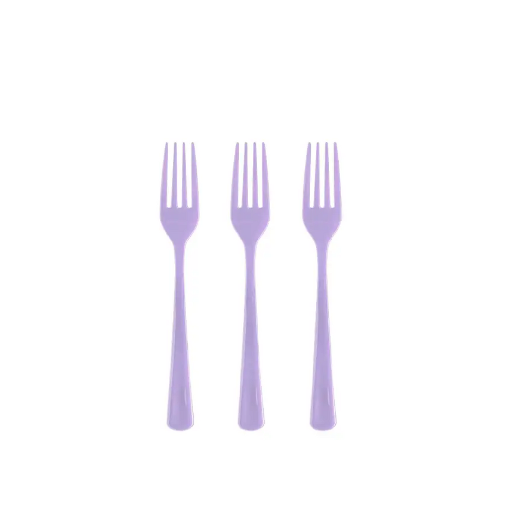 Solid Color Plastic Forks - Lavender - Ellie and Piper