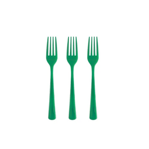 Solid Color Plastic Forks - Emerald - Ellie and Piper