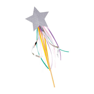 Silver Glitter Star Wand with Rainbow Tassels - Ellie and Piper