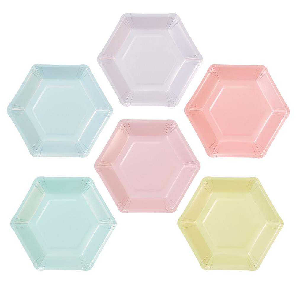 Pastel Hexagonal Small Paper Plates - Ellie and Piper