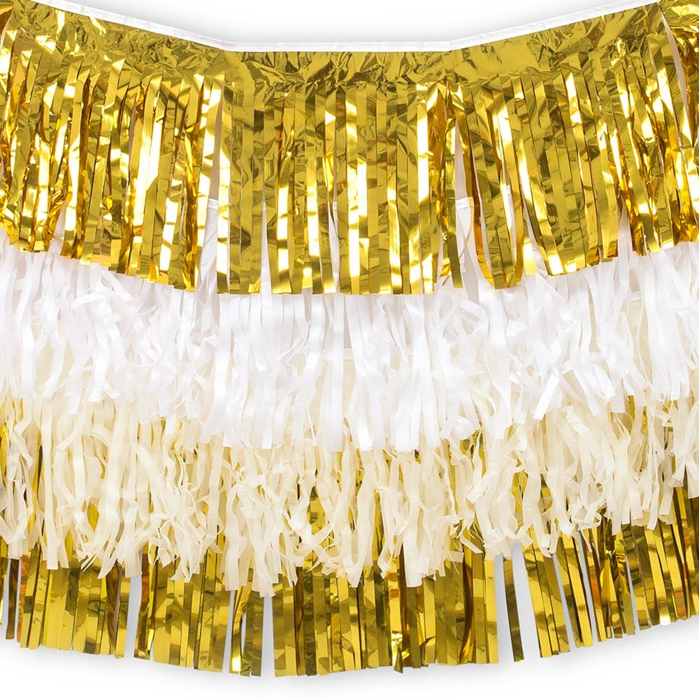 White and Gold Layered Fringe Garland - Ellie and Piper