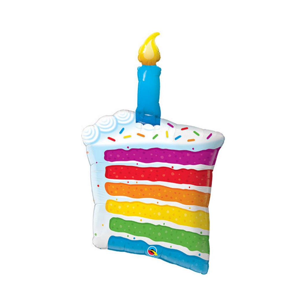 Slice of Rainbow Cake with Candle Balloon - Ellie and Piper
