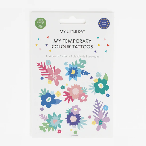 Colorful French Flower Tattoos - Ellie and Piper