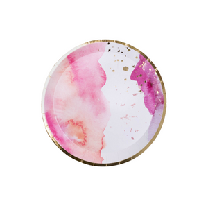 Pretty in Pink Watercolor Paper Dessert Plates - Ellie and Piper