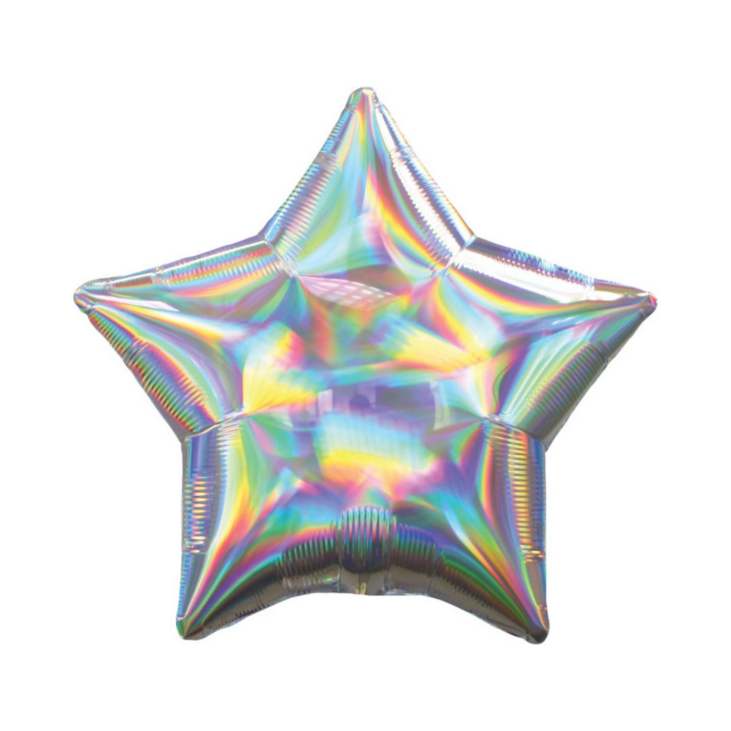 Iridescent Silver Star Shaped Balloon - Ellie and Piper