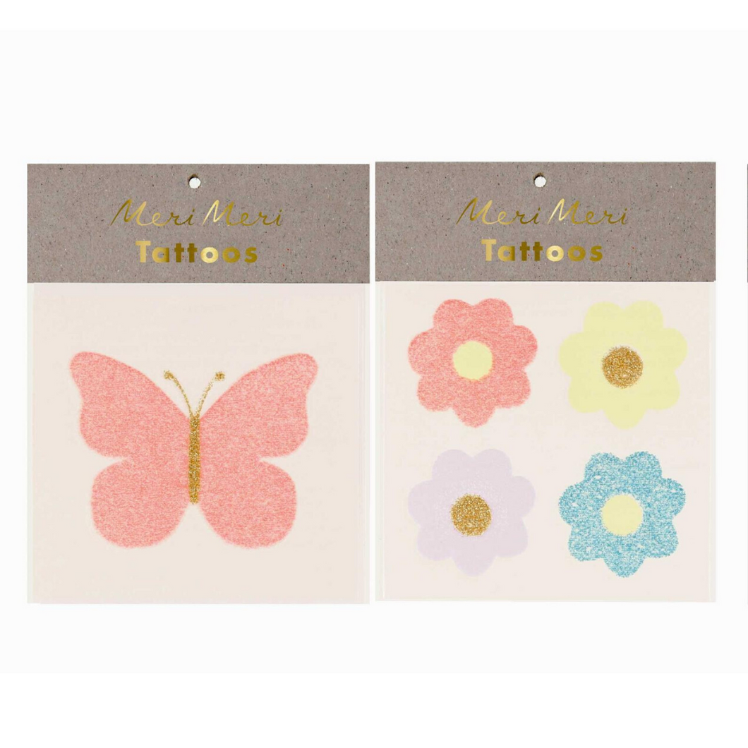 Floral Butterfly Glitter Tattoos - Ellie and Piper