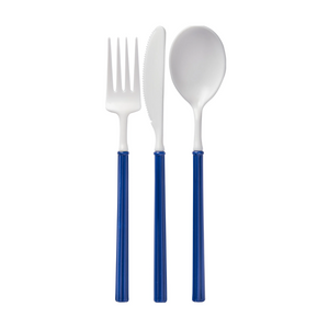 Navy And White 24pc Villa Assorted Cutlery Set - Ellie and Piper