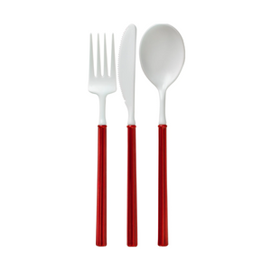 Red And White 24pc Villa Assorted Cutlery Set - Ellie and Piper