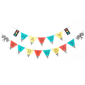 Vintage Race Car Birthday Banner - Ellie and Piper