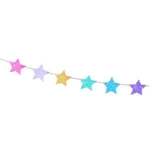Whimsy Rainbow Colored Glittery Shining Stars Banner - Ellie and Piper