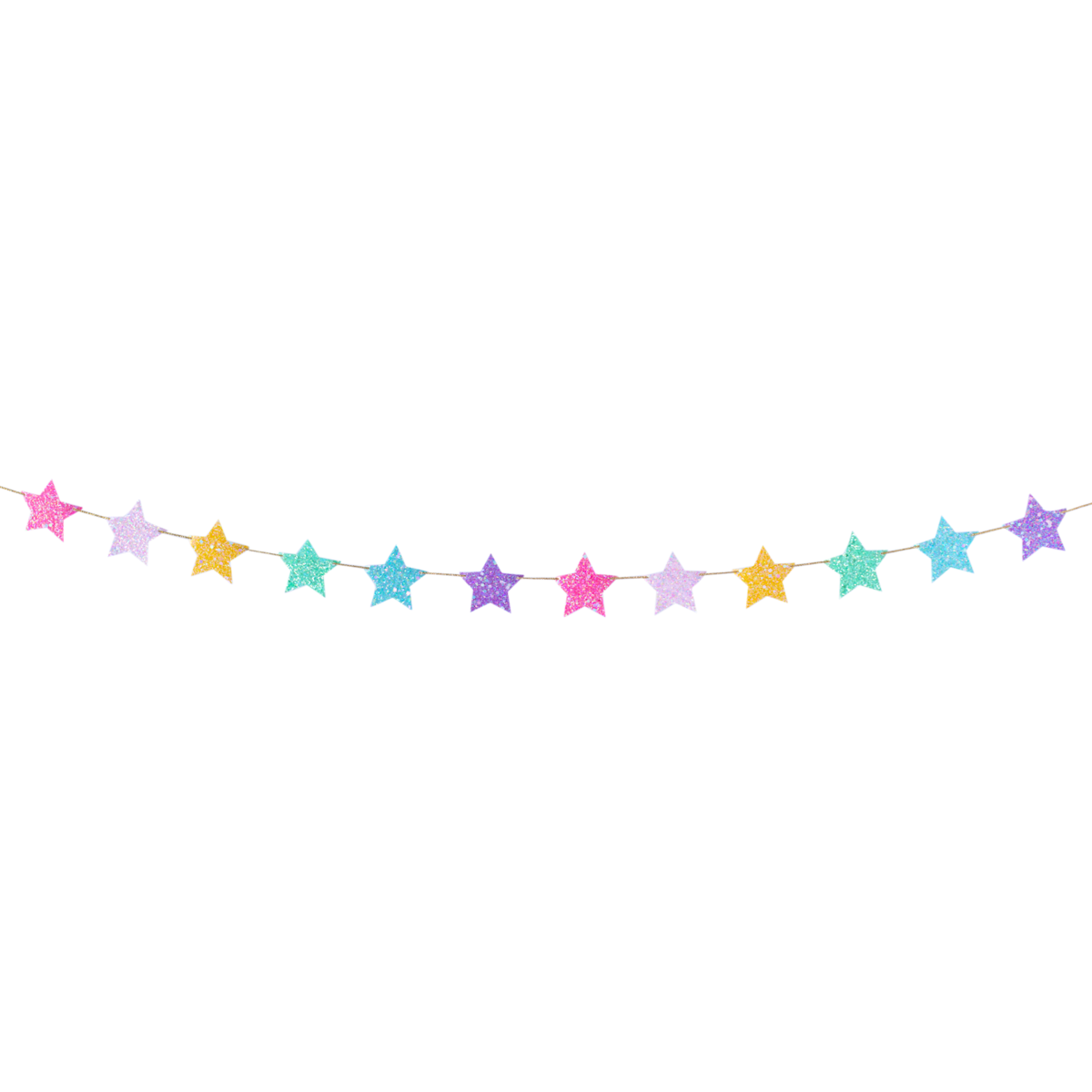 Whimsy Rainbow Colored Glittery Shining Stars Banner