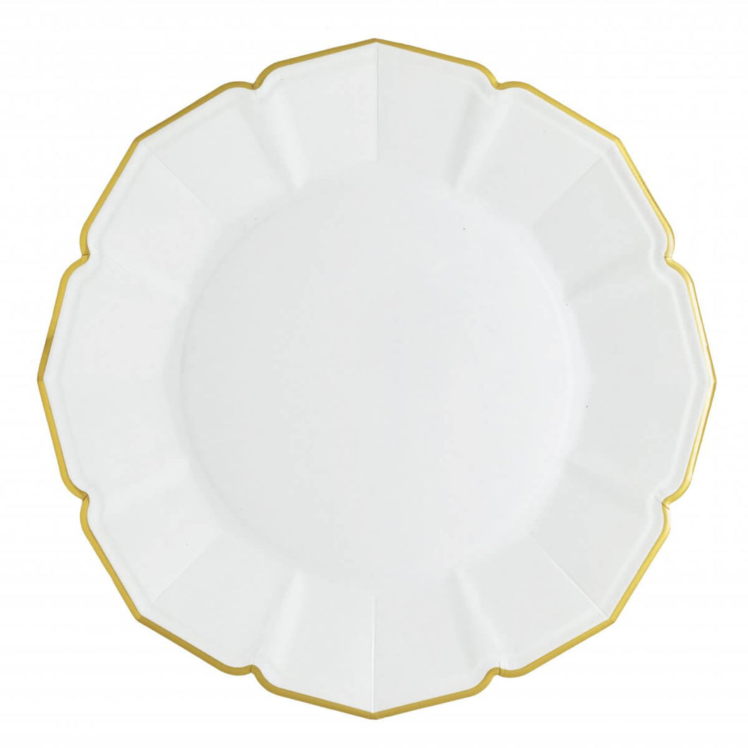 Ornate Bright White Dinner Paper Plates - Ellie and Piper
