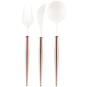 White And Rose Gold 24pc Assorted Cutlery Set - Ellie and Piper