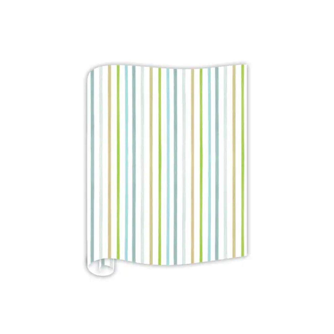 Blue Green and Grey Stripes Table Runner