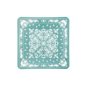 Dusty Turquoise Bandana Dessert Plates - Ellie and Piper