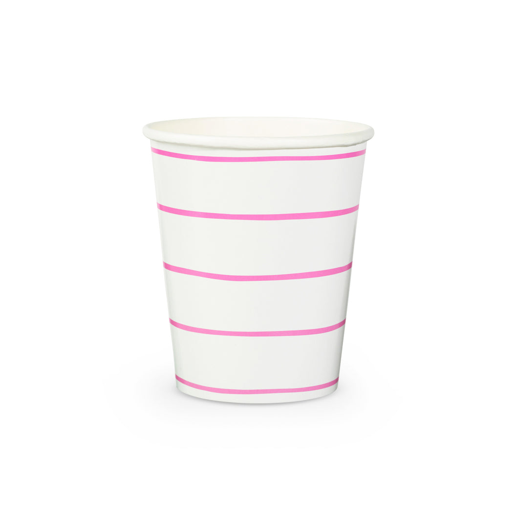 Frenchie Striped Cups - Cerise Pink - Ellie and Piper