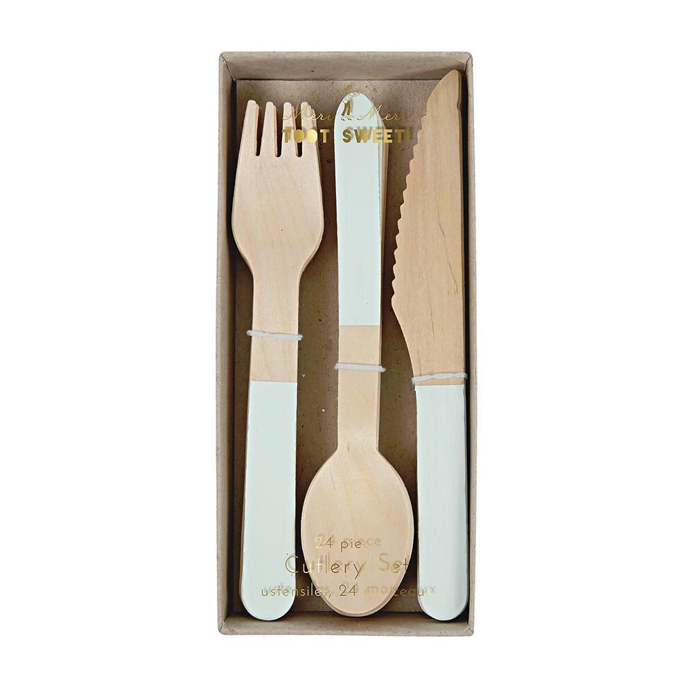 Mint Green Wooden Cutlery Set - Ellie and Piper