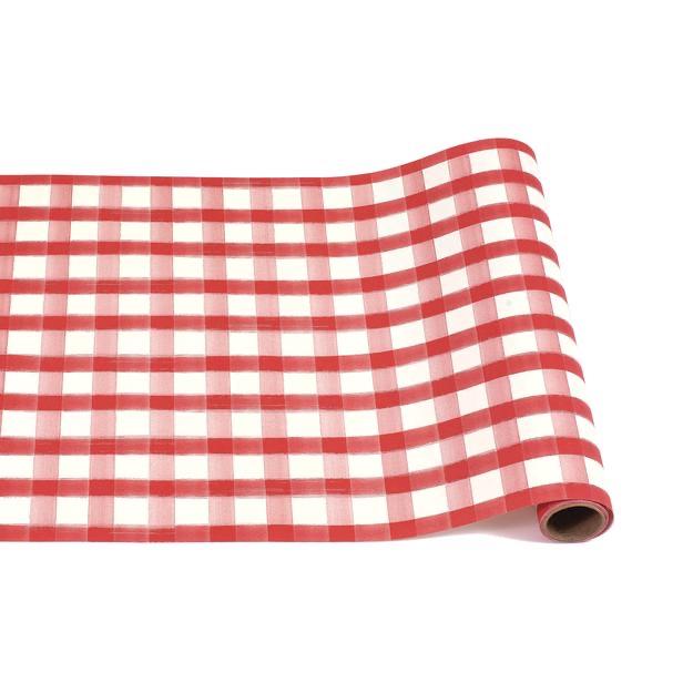 Slightly Imperfect - Red Painted Gingham Checkered Table Runner - Ellie and Piper