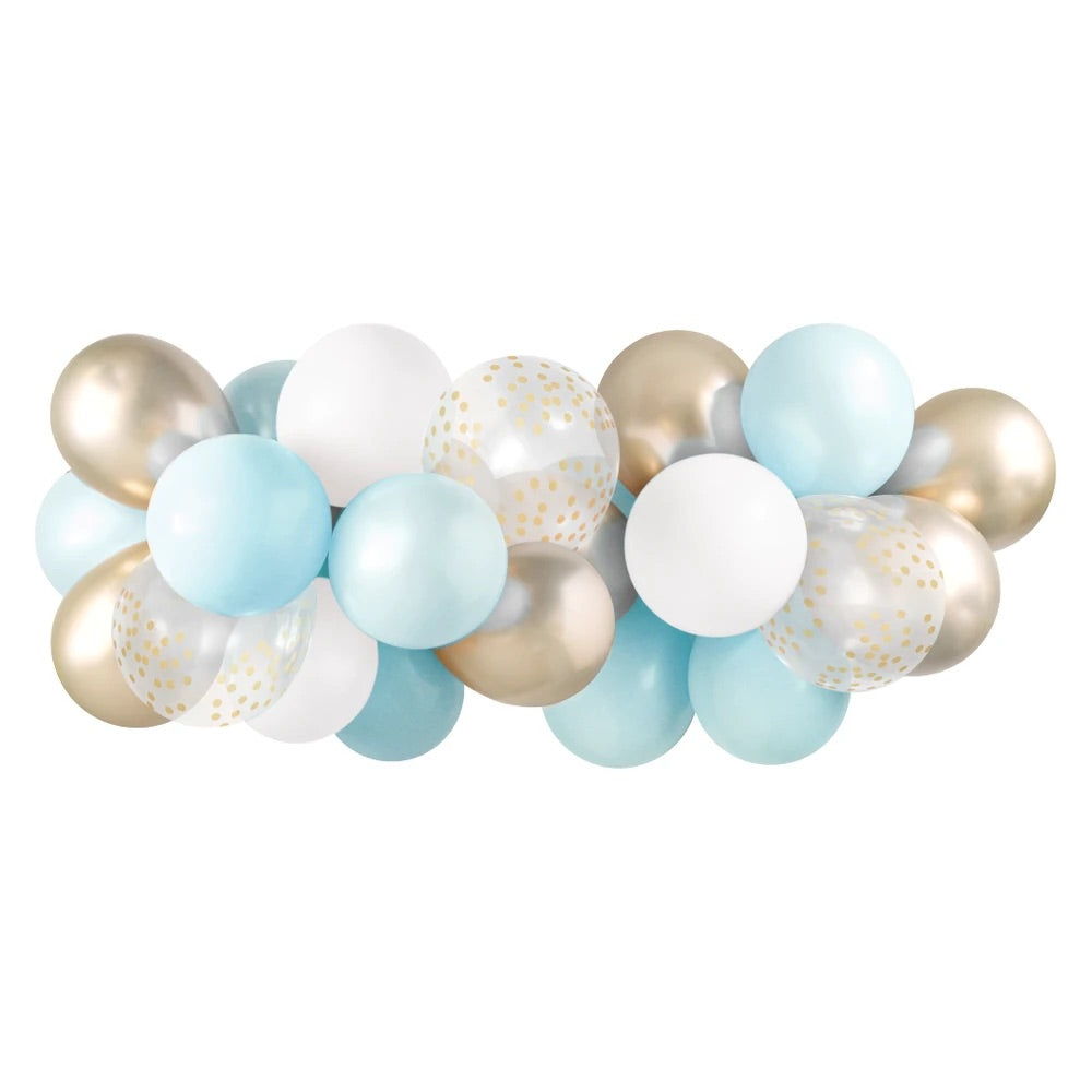 Balloon Garland - Light Blue and Gold - Ellie and Piper