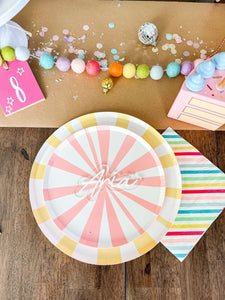 Yellow Stripe Dinner Plates - Ellie and Piper