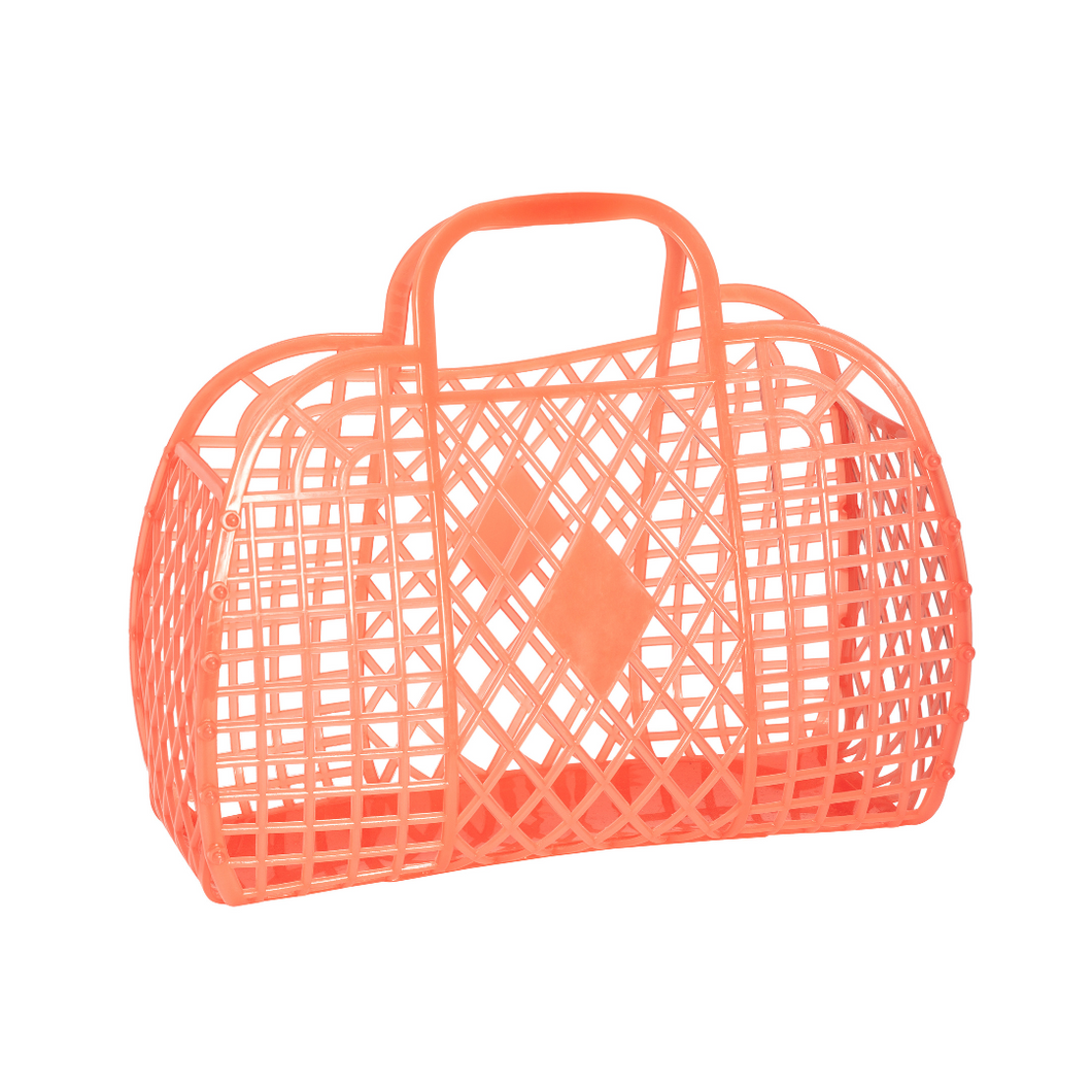 Large Retro Basket - Neon Orange - Ellie and Piper