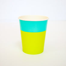 Color Blocked Paper Cups - Lime Green/Turquoise - Ellie and Piper
