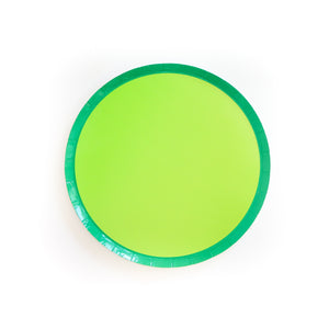 Color Blocked Small Paper Plates - Green/Lime Green - Ellie and Piper