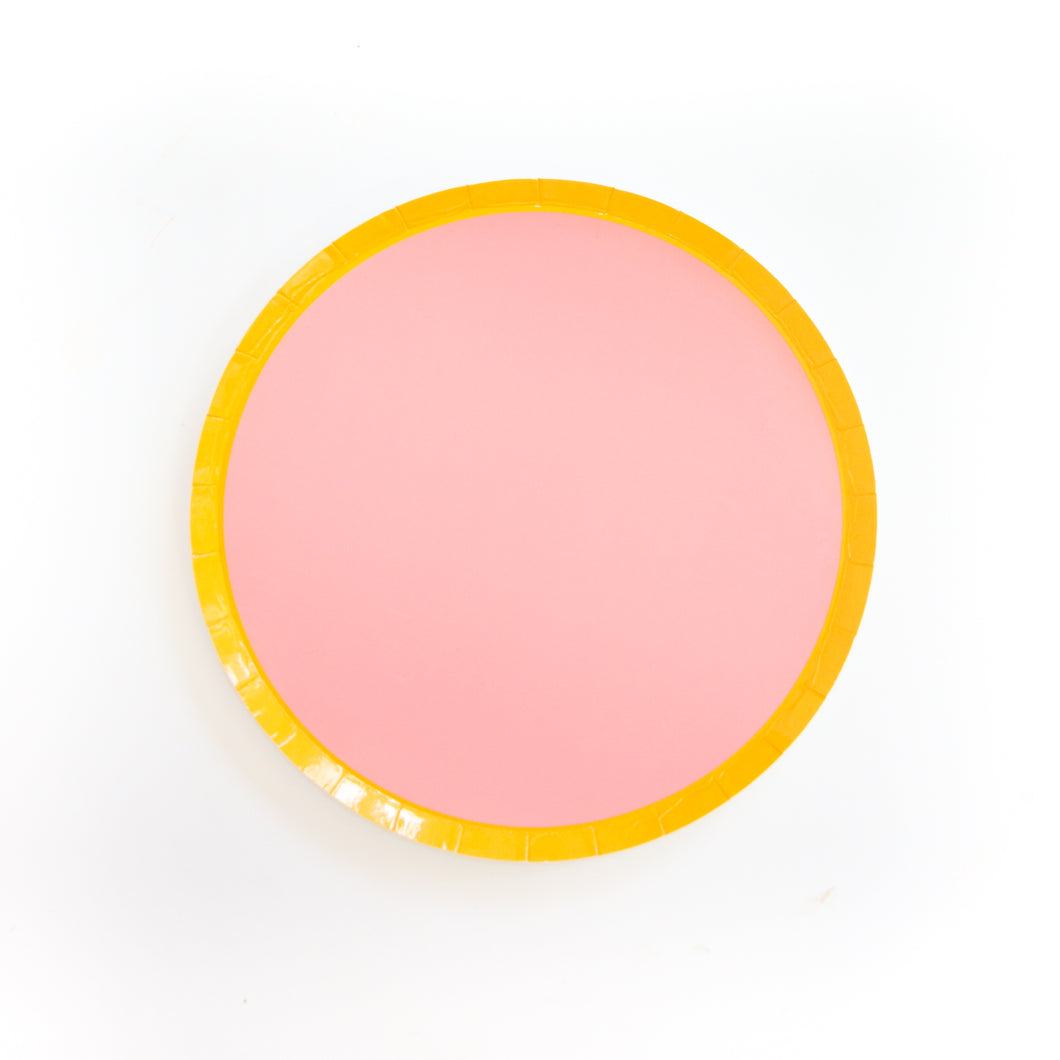 Color Blocked Small Paper Plates - Yellow/Light Pink - Ellie and Piper